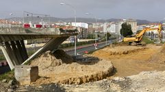 Estado actual de los trabajos en la avenida de As P�as, tras la demolici�n parcial del viaducto.