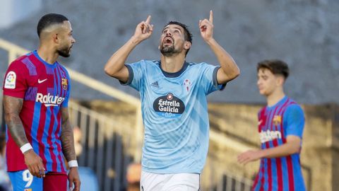 Nolito celebra su gol ante el Barcelona en su ltimo partido completo con el Celta en Liga