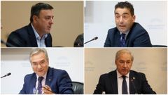 Valent�n Gonz�lez Formoso, presidente de la Diputaci�n de A Coru�a; Luis L�pez, de la de Pontevedra; Luis Menor, de Ourense; y Jos� Tom�, de Lugo, ayer en sus comparecencias en el Parlamento.