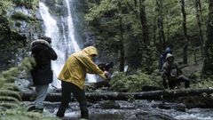 Un momento de grabaci�n da pel�cula, na comarca fonsagradina