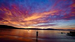 Amanecer, hoy martes, desde la playa de Langosteira, en Fisterra