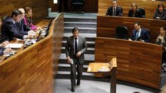 El presidente del Principado, Javier Fernndez, durante su intervencin en la primera jornada del debate de orientacin poltica general que se celebra en la Junta General del Principado.