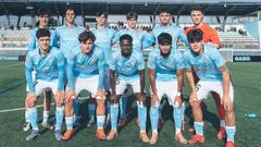 Equipo titular del Celta Juvenil A en la derrota frente a la Gimnstica de Torrelavega en A Madroa.