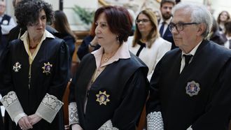 Teresa Peramato, en el centro, en su toma de posesin como fiscal de sala jefa de la Seccin Penal de la Fiscala del Supremo, en febrero del 2025