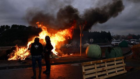 Los agricultores franceses llevan varios d&iacute;as cortando el tr&aacute;fico en carreteras y autopistas en se&ntilde;al de protesta