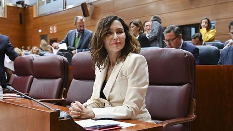 Ayuso, este jueves, en el pleno ordinario de la Asamblea de Madrid