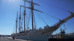 El Juan Sebasti�n de Elcano, tras su llegada este mi�rcoles al puerto de A Coru�a