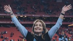 La presidenta del Celta, Mari�n Mouri�o, tras la clasificaci�n europea.
