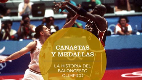 Detalle de la portada del libro, en la que se ve a Michael Jordan y al malogrado Drazen Petrovich en la histrica final de los Juegos Olmpicos de Barcelona 92 disputada entre Estados Unidos y Croacia