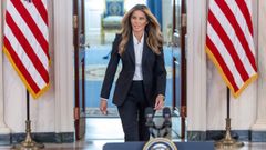 Melania Trump, durante su comparecencia en la Casa Blanca.
