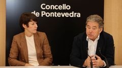 Ana Pont�n y Miguel Anxo Fern�ndez Lores, durante su comparecencia conjunta en el Concello de Pontevedra