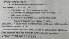 Carta an�nima enviada a las casas de varias familias de Cambados