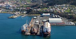 M�s de la mitad de los barcos en reparaci�n en febrero fueron gaseros, en la foto en Fene.