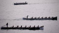 Traineras en la regata clasificatoria del Teresa Herrera.