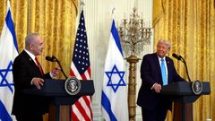 Benjamin Netanyahu y Donald Trump, durante su comparecencia del mircoles en la Casa Blanca