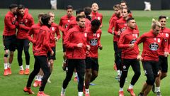 El Deportivo, durante el entrenamiento del pasado s�bado en el estadio