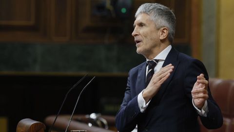 El ministro del Interior, Fernando Grande-Marlaska, en su intervencin durante la sesin de control al Gobierno en el Congreso de los Diputados.