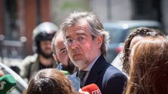 El portavoz de la Asociaci�n Profesional de la Magistratura, Juan Jos� Carbonero, a la salida de la reuni�n con el Gobierno el martes.