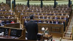 Pedro S�nchez durante una sesi�n en el Congreso de los Diputados.
