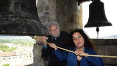 Lloren� Barber y Montserrat Palacios, en el campanario de la catedral de Tui