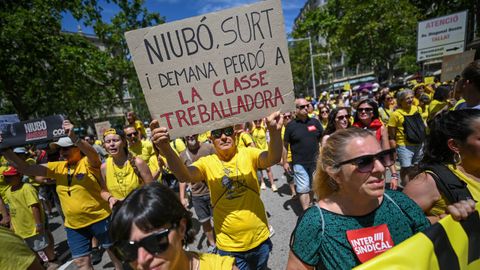 Los manifestantes recorrieron las principales calles de Madrid y Barcelona. En la imagen, la protesta de la ciudad condal