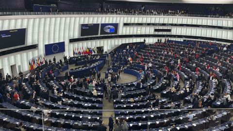 Momentos previos al pleno del Parlamento Europeo celebrado en Estrasburgo el 10 de septiembre del 2025