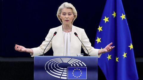 Von der Leyen, en su comparecencia en Estrasburgo en el debate sobre el estado de la Uni�n, el 16 de septiembre del 2026.