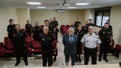 Polic�as e inspectores en pr�cticas en la comisar�a de Ourense.