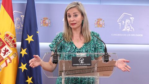 La portavoz de Sumar en el Congreso, Ver&oacute;nica Mart&iacute;nez Barbero, en una rueda de prensa el pasado mes de mayo.