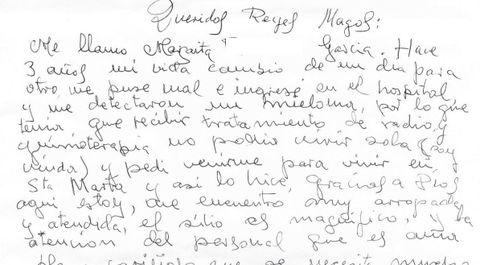 La carta de Reyes de Margarita emociona por su relato y su generosidad