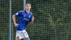 Omar Falah, en un partido con el Vetusta