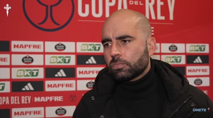 Claudio Girldez, ofreciendo sus impresiones tras el Sant Andreu-Celta de Copa del Rey.