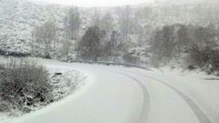 Nevada en la subida al puerto de El Palo, en Allande