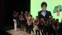 Acto electoral de JxCat, con la participaci�n de Puigdemont v�a videconferencia, en una imagen de d�as pasados