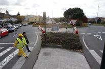 En la zona afectada por las obras de Conxo se realizan trabajos previos a la perforaci�n. 