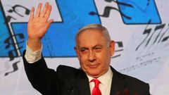 Benajmin Netanyahu, tras conocer los resultados en la noche electoral