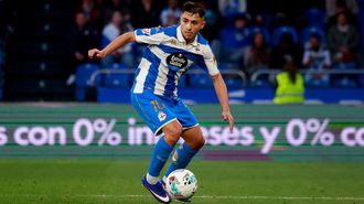 Yeremay, durante un encuentro esta temporada con el Deportivo en Abanca Riazor
