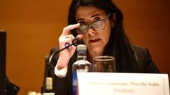 Lupe Murillo, en una de las ltimas juntas de accionistas del Pontevedra CF