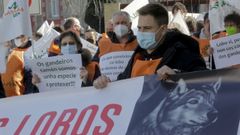 Imagen de archivo de una manifestaci�n en A Coru�a para reivindicar compensaciones por convivir con el lobo