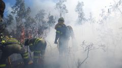 Las llamas devoran el monte en Culleredo