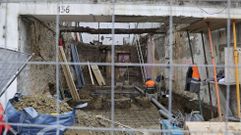 Trabajos de rehabilitaci�n en un inmueble�del casco hist�rico de Ferrol.