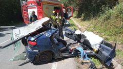 Los Bomberos del Eume contaron con el apoyo del GES de Ortigueira para liberar a las dos heridas