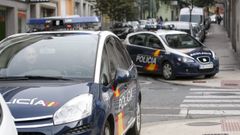 Dos patrullas de la polic�a, en la r�a Tui de Lugo.