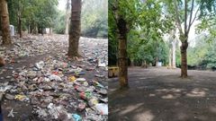 Antes y despu�s de que los servicios municipales limpiaran la basura de la primera jira