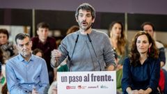 El ministro de Cultura, Ernest Urtasun, interviene ante el l�der de Izquierda Unida, Antonio Ma�llo, y la ministra de Sanidad, M�nica Garc�a, de M�s Madrid