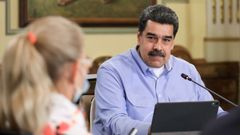 Nicol�s Maduro, en una reuni�n el pasado lunes con miembros de su gabinete.