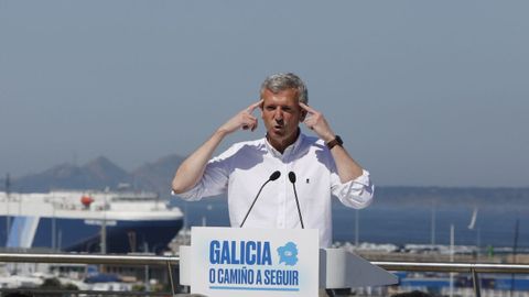 Alfonso Rueda, durante un mitin en Vigo en las elecciones municipales del pasado mayo.