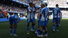 Los jugadores del Deportivo celebrando un gol ante el Racing de Ferrol