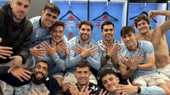 Jugadores del Celta, con las u�as pintadas; falta en la imagen Yoel Lago.