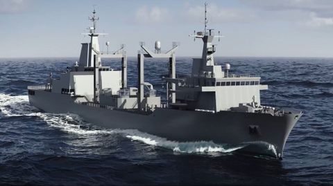 Recreación del futuro buque de aprovisionamiento en combate que se fabricará en Navantia Ferrol